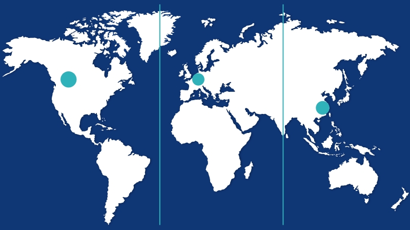 World map with locations of Welion offices