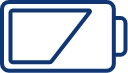 High C-rate performance icon, battery with diagonal line