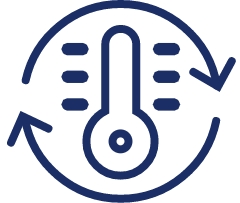 Thermometer with arrows, indicating wide temperature range