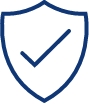 Shield icon with check mark, indicating protection or safety